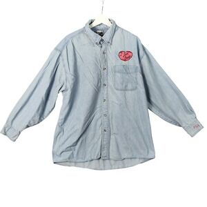 Most Wanted Vintage I Love Lucy Blue Denim Shirt Button Up Long Sleeve Womens XL